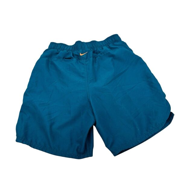Nike Swimming Trunks Shorts 7 Inch Inseam Mens Size Small Teal Green Orange EUC - Picture 2 of 6